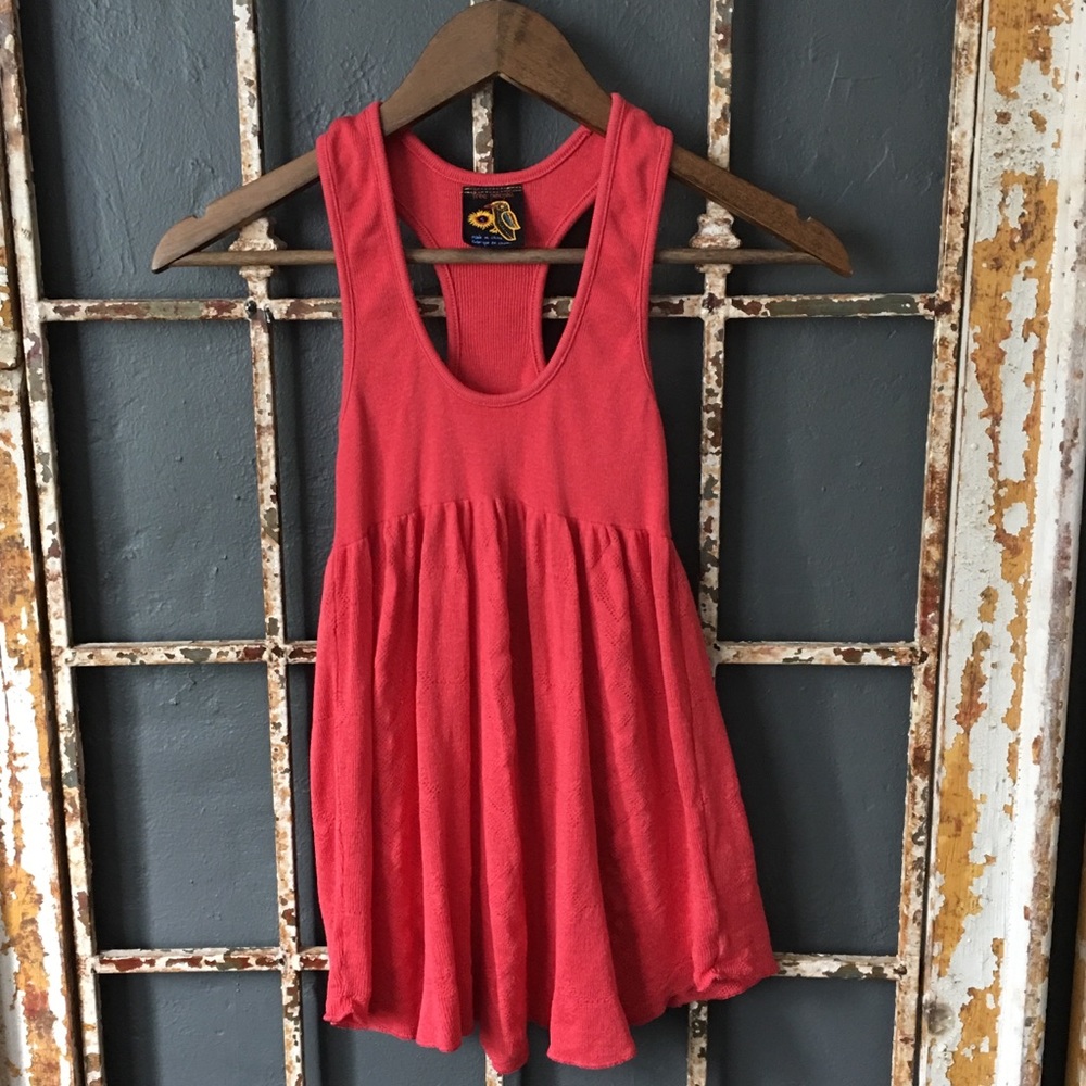 Free People Orange Baby Doll /Racer Back Top SizeS